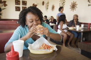 Black woman eating