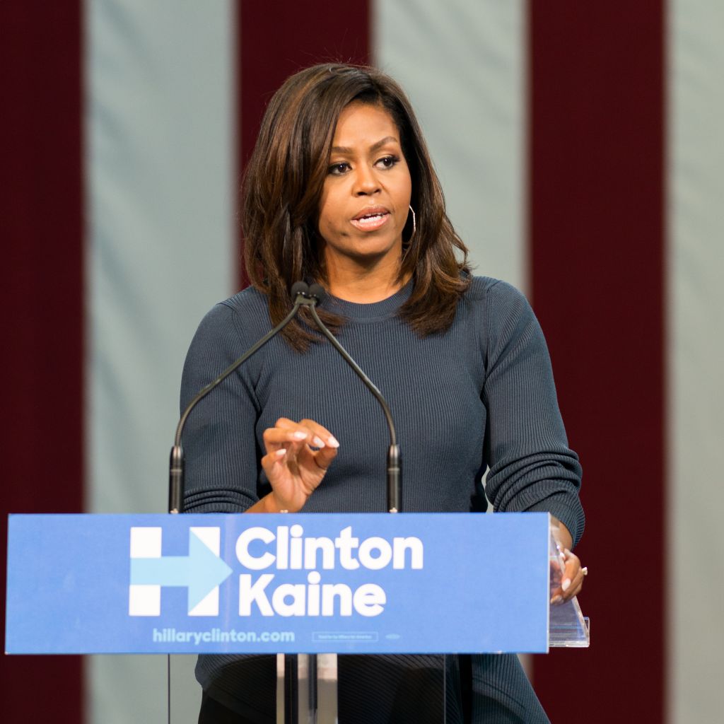 First Lady Michelle Obama seen campaigning for Hillary...