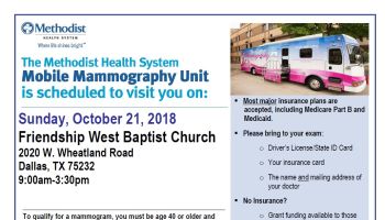Get a Mammogram At Friendship West baptist Church