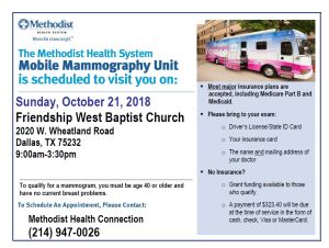 Get a Mammogram At Friendship West baptist Church