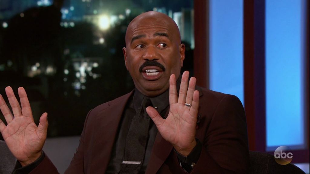 Steve Harvey during an appearance on ABC 'Jimmy Kimmel Live!'