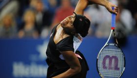 US tennis player Venus Williams serves a