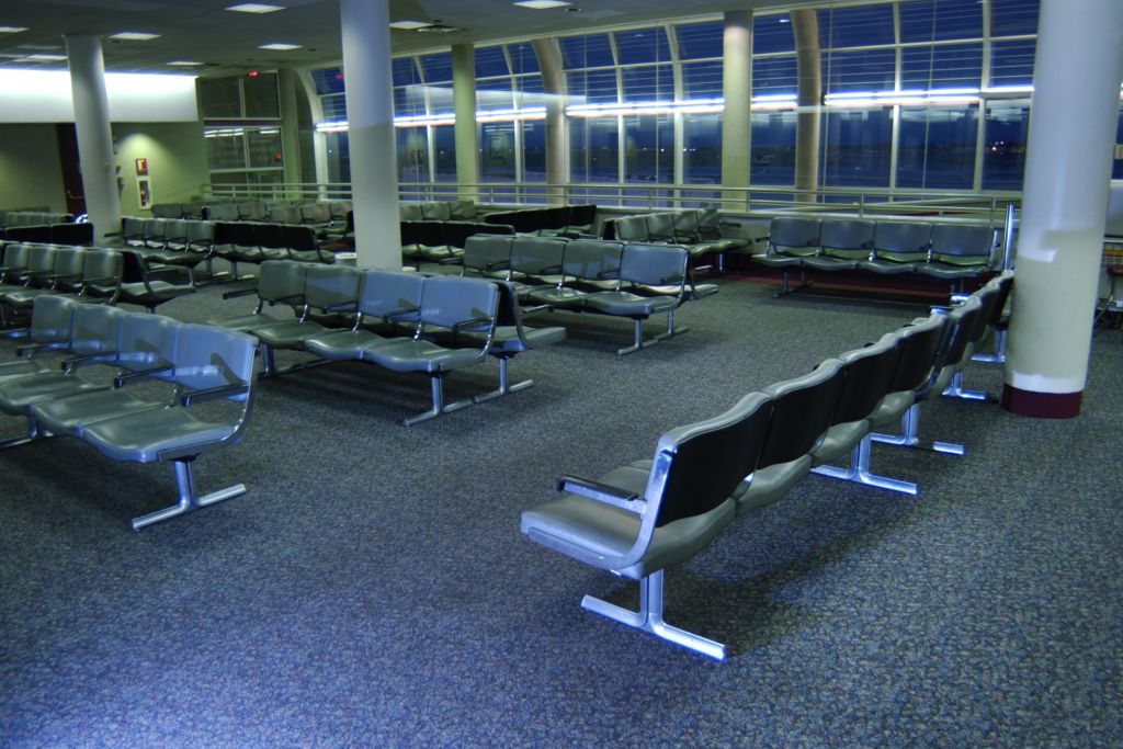 An empty airport gate.