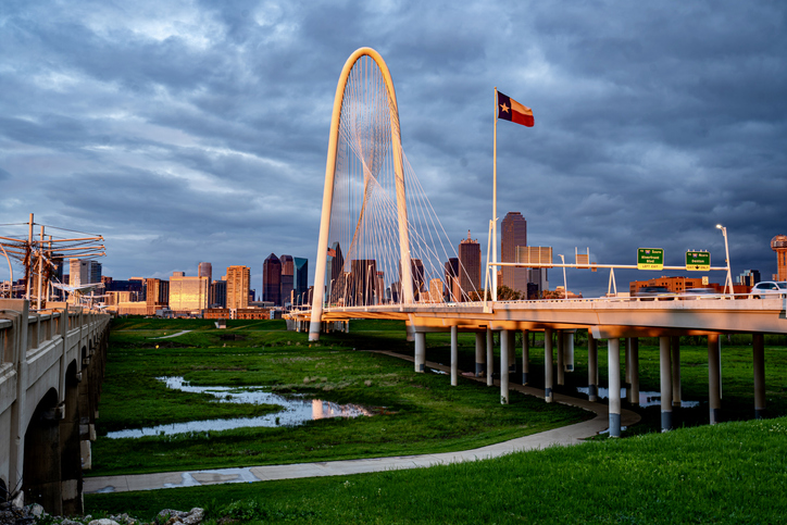 Downtown Dallas and Margaret Hunt Bridge