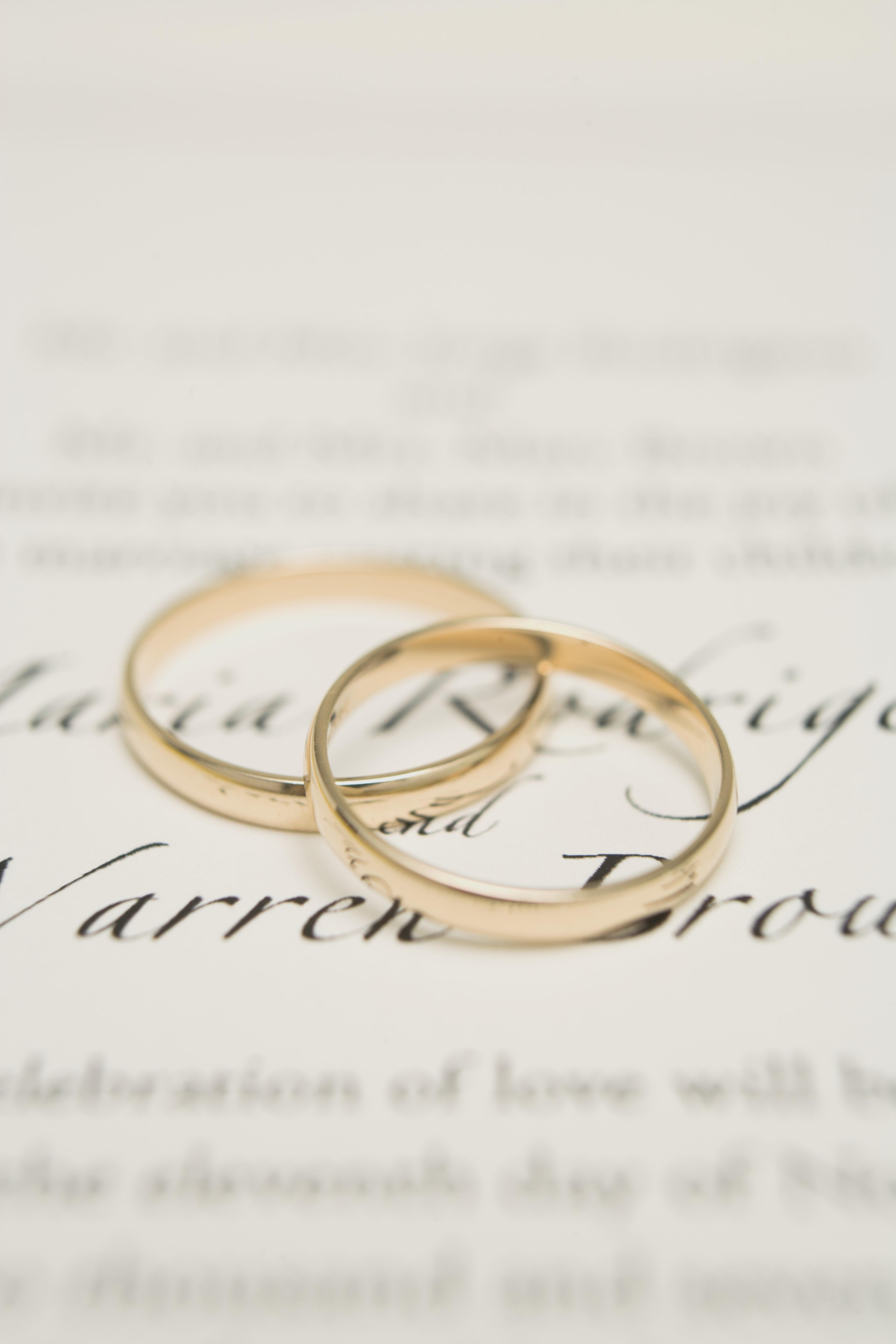 Wedding rings on invitation