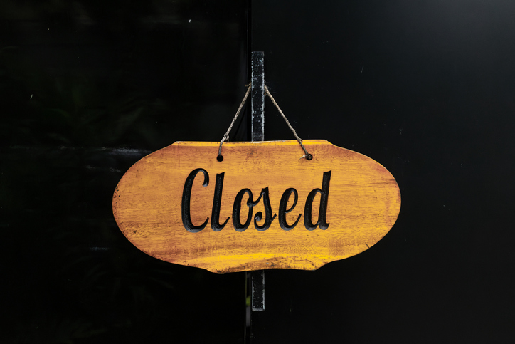 Closed sign on dark background for shop or business notification